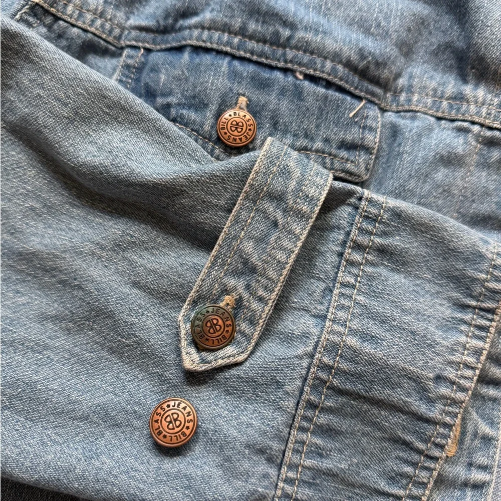 Vintage 90s Bill Blass Denim Jacket 2X Plus Size Blue Utility Chore Denim Jacket